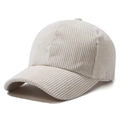 Minimalist beige corduroy baseball cap for women with high quality fabric texture - Adjustable / Light Beige