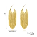 Golden fringe hoop earrings with long chain tassels, 8cm height and 2.9cm width - Gold Short Wide Fringe Tassel