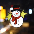 Sticker de Noël bonhomme de neige scintillant avec chapeau rouge et étoiles dorées - Bonhomme de Neige Avec Étoiles