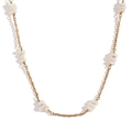 Élégant collier en acier inoxydable plaqué or 18K avec perles d'eau douce irrégulières - Collier / Doré