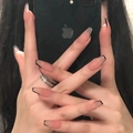 Uñas postizas tipo ataúd en color nude y negro con diseño francés y degradado suave - Degradado Rosa Negro Punta Francesa (Estilo Pegamento)