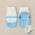 White and blue baby anti-slip socks with Mary Jane style and silicone grippers on the sole - Blue Polka Dot / 8 Months-2 Years XS (Foot Length 9-12cm)