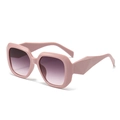 Oversized pink square sunglasses with purple gradient lenses and geometric temples - Solid Pink Frame Double Grey Lens
