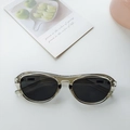Retro oversized translucent olive green sunglasses with rivets and dark grey lenses - Transparent Green