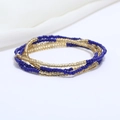 Double-layered blue and gold beaded waist chain jewelry for beach and bikini wear - 80cm / Blue/Transparent Gold