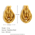 Chic 18K gold plated stainless steel oval chain earrings with heavy metal texture - Oval Chain Link Stud Earrings-Gold