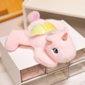 Soft pink plush unicorn doll with glitter wings and colorful rainbow tail - Unicorn