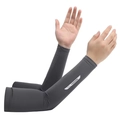 Cooling grey sun protection arm sleeves with white FASHION text for outdoor sports - L / Dark Grey Letter