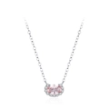 Minimalist S925 sterling silver necklace with a pink morganite gemstone pendant - Pink Oval Necklace (TL257) / 925 Silver