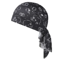 Detail of breathable skull print fabric on black cycling bandana with sturdy stitching - Dense White Skull Black Style (3#)
