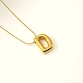 Puffy golden 26 letters necklace featuring a polished letter D pendant on a snake chain - Letter D(S-P062-D)
