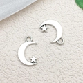 Silver crescent moon and star alloy pendant charms for DIY jewelry making and crafts - One Moon And One Star 11x17mm 1.1g 8519