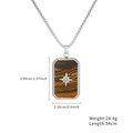 Collana esagramma d'argento con pendente occhio di tigre e dimensioni del gioiello - Collana a Sei Stelle (Stile Rettangolare Occhio di Tigre)