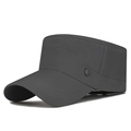 Donkergrijze platte herenpet met M-logo metalen schild, sneldrogende zonnehoed - donkergrijs