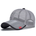 Grey breathable mesh baseball cap with black contrast trim and adjustable soft top crown - Gray