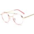 Occhiali rotondi vintage con montatura rosa e doppio ponte in metallo dorato - Rosa Trasparente