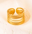Elegant multi-layer gold plated stainless steel wrap ring with a polished metallic finish - Gold 110