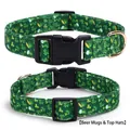 Adjustable St. Patrick's Day dog collar with green clover and beer prints in nylon - St. Paddy's Glass Hat (Single)