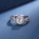 Elegant silver-tone halo ring with a brilliant 1-carat round center stone on blue. - Ljz-08 [1 Carat] / Adjustable Open