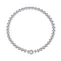 Elegant grey pearl necklace featuring a round pave diamond-set clasp for women - Light Gray
