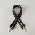 Adjustable black canvas bag strap with white V-pattern and gold metal lobster clasps - Black Arrow