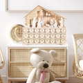 Calendario de Adviento navideño de madera con luces LED y 24 cajones del nacimiento - Gabinete de Calendario del Nacimiento