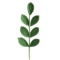 Handmade crochet green leaf stem with seven knitted leaves for floral bouquets - 7-Leaf Olive Branch
