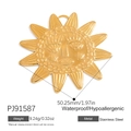 Pendentif visage de soleil artistique en acier inoxydable doré 18 carats, 50,25 mm - PJ91587 Forme de Visage de Soleil