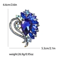 Blue crystal teardrop brooch in vintage gold finish with precise size measurements - Blue