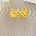 Macro view of 3D yellow daisy stud earrings with detailed petals and golden pistils - 22# Silver Pin - Yellow - 3D Daisy Flower