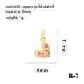 Dettaglio di un ciondolo a cuore placcato oro 18K con zircone rosa per fare gioielli - 11x8mm (B-7) / Oro (Zircone Rosa)