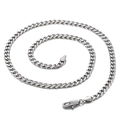 Silver stainless steel Cuban link necklace with lobster clasp in a coiled display - Silver (5mm/46cm)