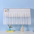 Elegant white lace air conditioner cover with floral embroidery and wavy hem detail - Meteor Shower/Pleated
