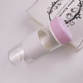 Botella de té magnética de cristal con tapa rosa y funda de cuero sintético blanco - 450ml / Rosa