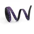 10mm black and purple diagonal striped grosgrain ribbon roll for DIY party hair bows - Purple Diagonal Stripes