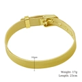 Detail of 10mm wide gold mesh strap bracelet with 17g weight and 23cm length specs - Gold Bracelet