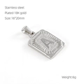 Silberner A-Buchstaben-Quadratanhänger aus 18K vergoldetem Edelstahl mit Radialtextur - Buchstabe A