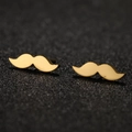 Minimalist golden mustache stainless steel stud earrings with a polished finish for unisex - 679 Gold (Mustache)