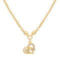 Golden box chain necklace featuring a heart-shaped pendant with crystal butterflies - Heart Butterfly Hollow (X813)