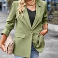Veste de blazer verte décontractée à manches courtes avec design à boutonnage simple - S / Vert
