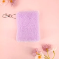 Mini A7 schattig paars pluchen zaknotitieboekje met zachte bontvulling en zilveren hanger - A7 Mini / Paars