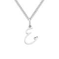 Minimalist stainless steel Cuban chain necklace with cursive initial E heart pendant. - Letter E / Steel