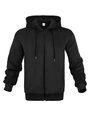 Detailaufnahme der Waffelstruktur und des Polyestergewebes bei der schwarzen Fleecejacke - S / Schwarz
