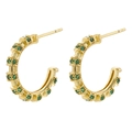 Lussuosi orecchini a cerchio a C placcati oro 18K con pietre di zircone verde - Oro Zircone Verde