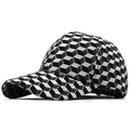 Baseball cap with 3D black and white cube pattern and curved brim for outdoor sun protection - Adjustable / 02 Beige (Black White 3D Cube)