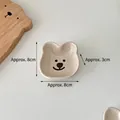 Cute beige bear-shaped ceramic dipping dish for snacks or jewelry storage, 8cm size - Beige Bear Dish - Deep