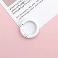 Detailed view of a white 25mm spring ring buckle on a minimalist pink background - White