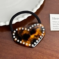Coletero elegante en forma de corazón de resina carey con bordes de strass brillante - Coletero / Tortoise