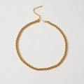 Polished golden wheat chain necklace with lobster clasp and adjustable extension link - Wheat Chain (SDGB)