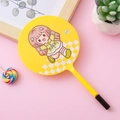 Creative yellow cartoon fan ballpoint pen with cute character design on pink desk - Vitality Girl Yellow